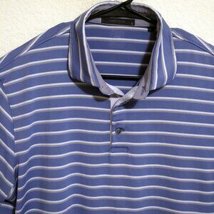 Greyson Shirt Mens Large Short Sleeve Golf Polo Blue White Gray Striped